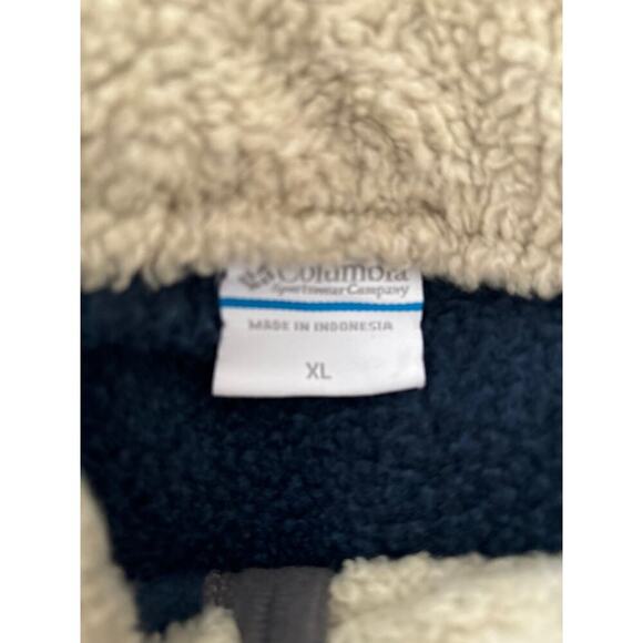 Columbia Mens Size XL Faux Fur Fleece Quarter Zip Pullover Blue Sweater - Picture 4 of 10